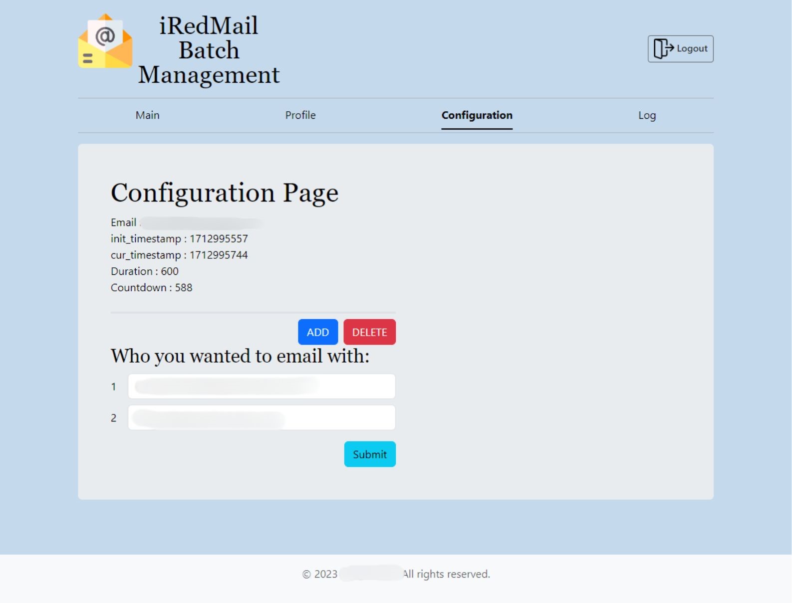 configuration page